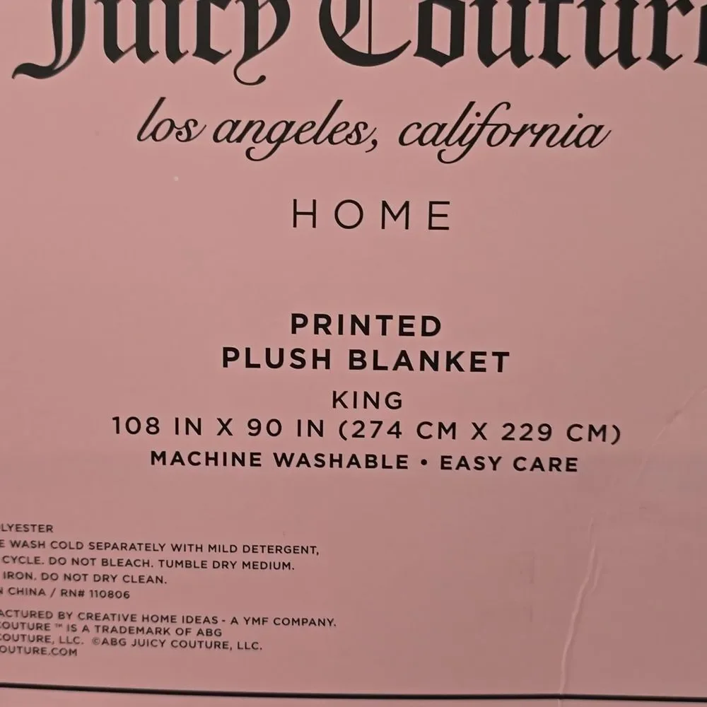 Juicy Couture‎ Home Plush King Size Floral Throw Blanket